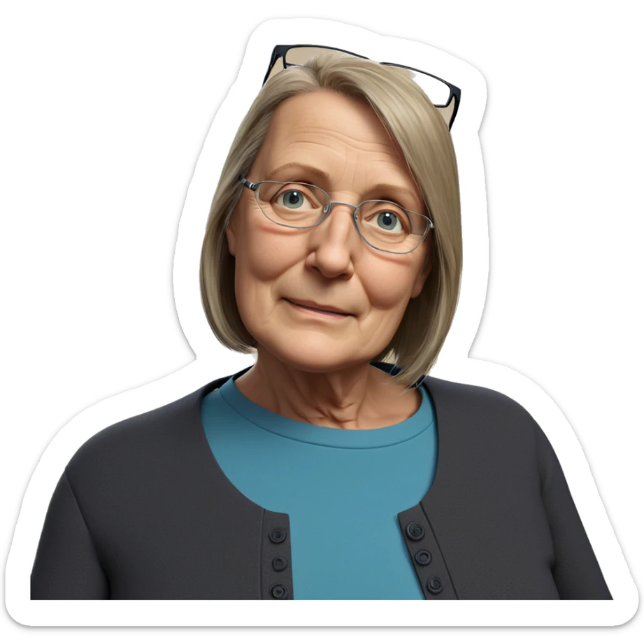 thoughtful elder with glasses sticker