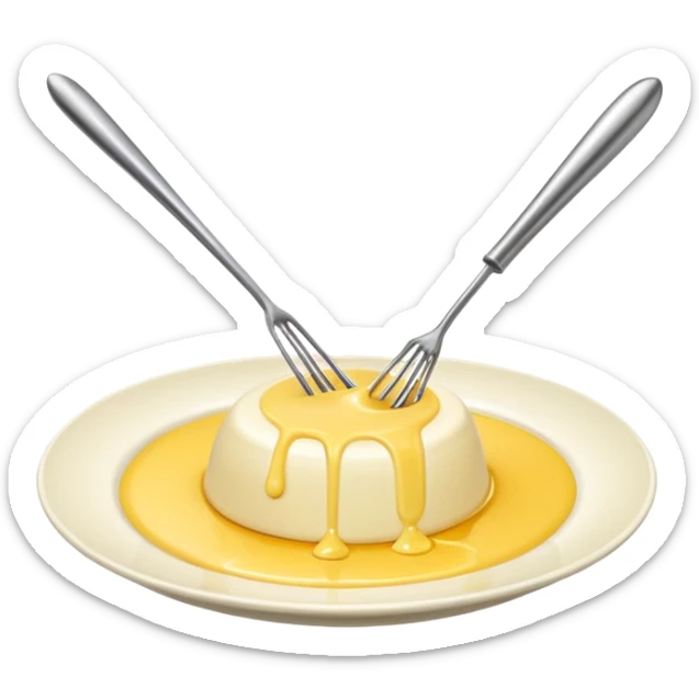 Generate a high-quality image of a dollop of yellow cream on a white plate with a metal whisk placed beside it, realistic color and shading, smooth gradient colors, no facial features, no brand markings, simple white background, high-resolution.
 sticker