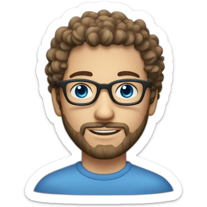 one european guy with short curly salt-and-pepper hair and beard and blue eyes and glasses sticker