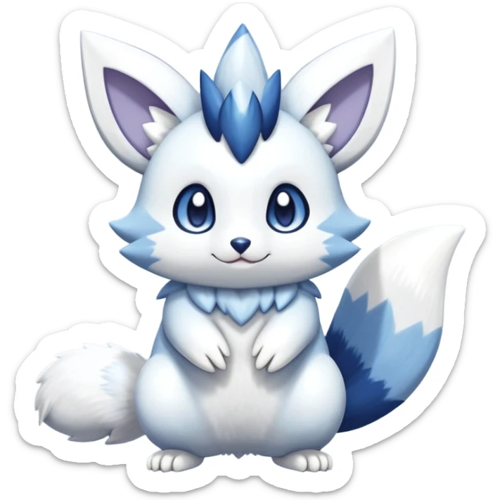 Shiny White Pastel Snowy Icy Sparkly Cute Furret-Meowstic-Zangoose-Hybrid (Full body) sticker