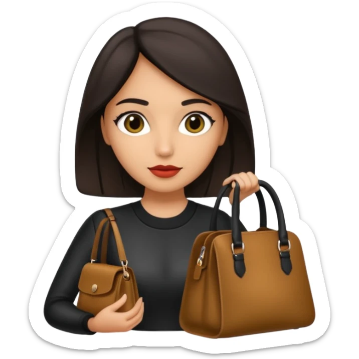 italian female with italian fashion style, holding bag sticker