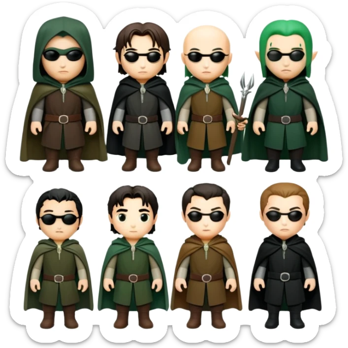 The heroes of the Lord of the Rings and the Matrix  sticker