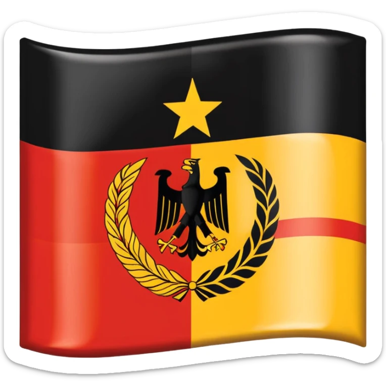 The flag of East Germany (the German Democratic Republic or GDR) consisted of the traditional German black, red, and gold horizontal tricolor, distinguished by a central emblem. sticker