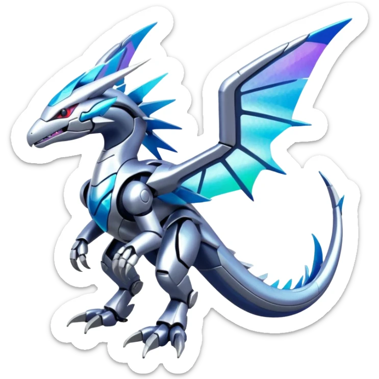 Shiny Exotic Colorful Epic Rare Futuristic Cyber-Latios-Kyurem-Dialga-Pokémon-Fakémon-creature sticker