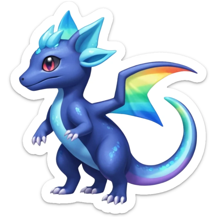 Rainbow crystalic Shiny pastel Nebulae Salandit-Meowstic-Noibat-Fakémon-hybrid-creature (full body)  sticker