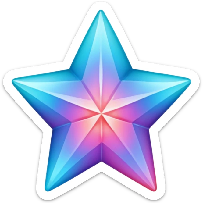 
Star color in in gradient of turquoise, blue, pink, purple, and coral crystal texture sticker