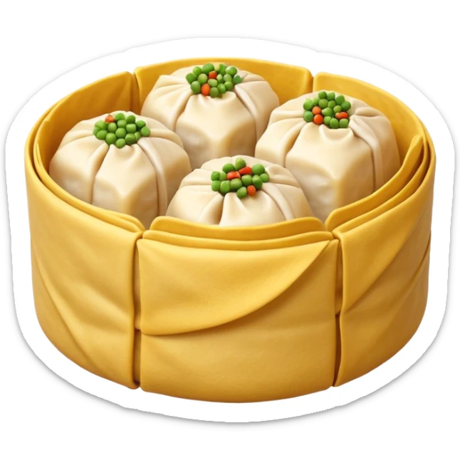 siu mai (a type of dim sum, just 1 cube of white color fish patty wrapped by yellow dough, leaving only the top part unwrapped, shape looks like short cylinder shape) sticker