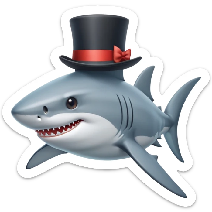 Shark with a top hat sticker