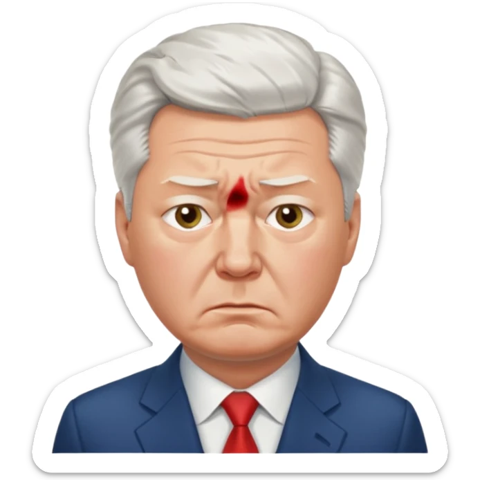 Very sad realistic Sergey Sobyanin, mayor of Moscow, looking upset and disappointed, expressive face sticker