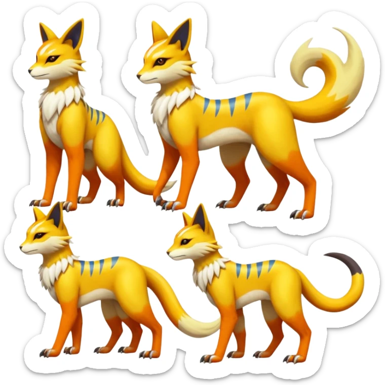Latias-Vernid-Lombax-Koraidon-Renamon-Zeraora-Bastet-Fakémon-fusion-creature, full body sticker