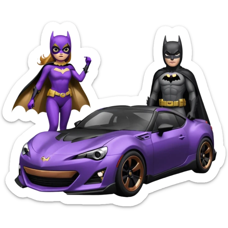 Satin black and rose gold Batman and 60’s Batgirl themed Scion FR-S  sticker