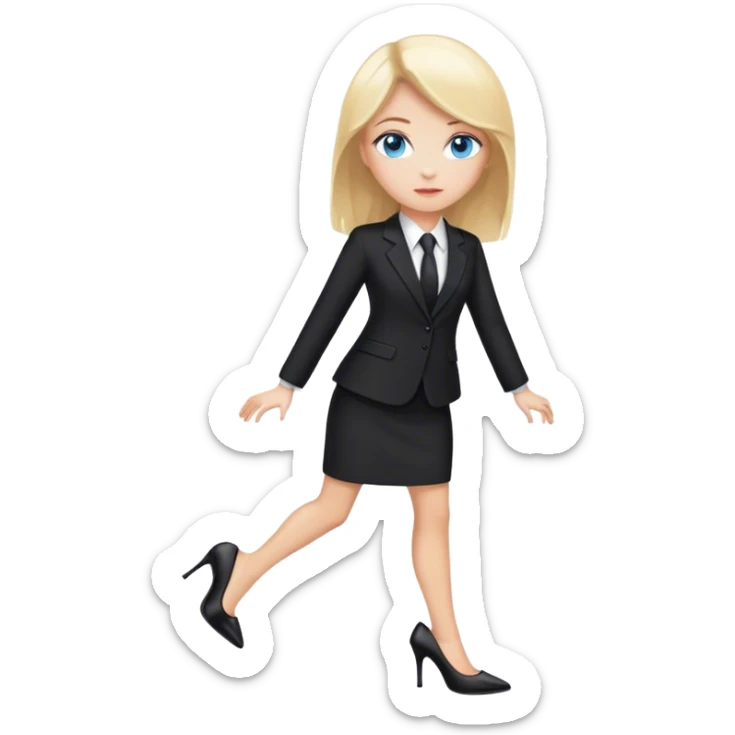 A blond girl blue eyes, Business Outfit, wearing black high heels, Whole body  sticker