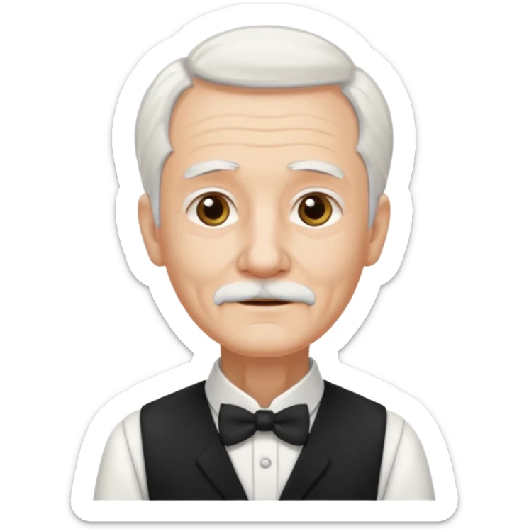 ai aik old man with white hair wearing waitor dress sticker
