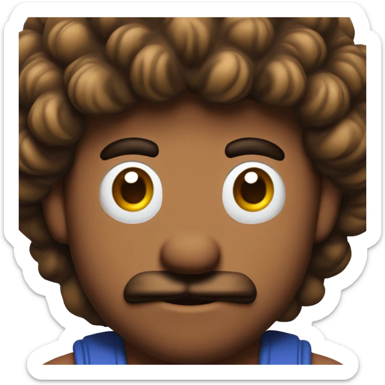 Mario bross cuerpo entero como si fuera un maestro joven con un pelado degradado y arriba pelo corto rizado, ojos marrones sticker