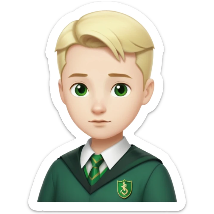 pregnant man in Slytherin uniform, pale skin, short blonde hair slicked back sticker