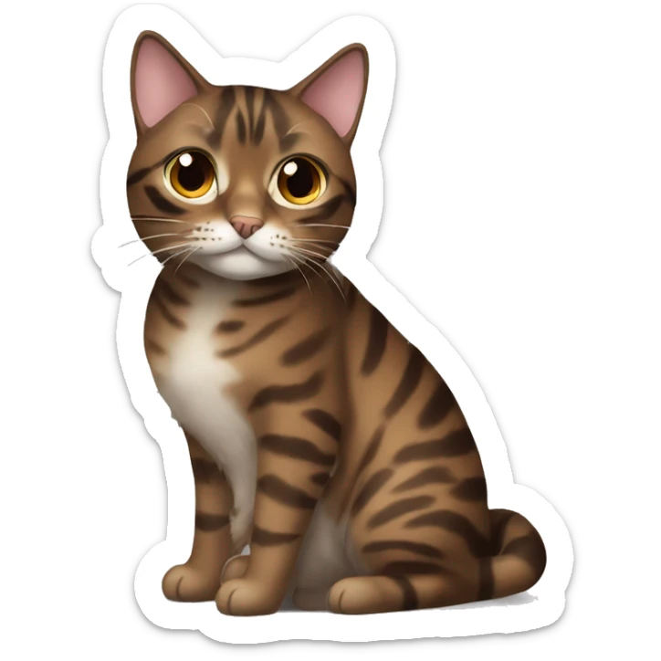 Beautiful woman long dark brown hair hug bengal cat sticker