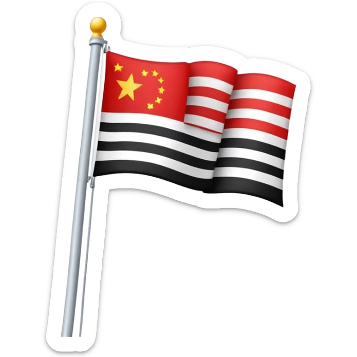 Bendera merah dan memiliki garis hitam dipinggir dan atas,ditengah tengah terdapat bulan dan bintang sticker