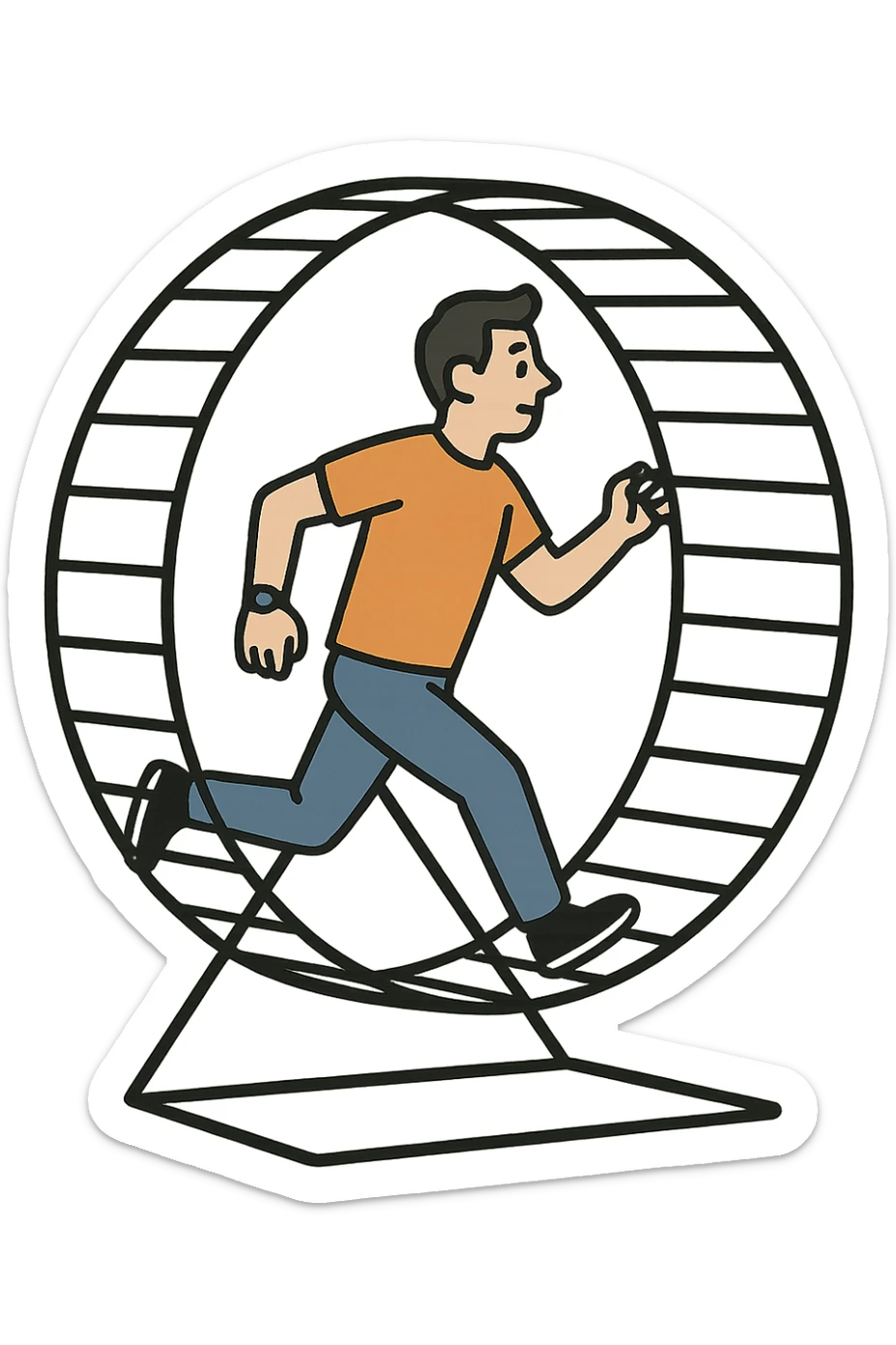 Uomo che corre dentro la ruota del criceto sticker
