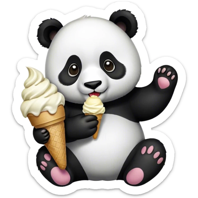 Panda eating ice cream sticker