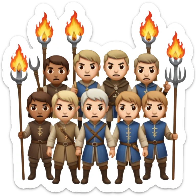 les villageois qui certains ont des fourches d'autres des torches sapé en moyen age sticker