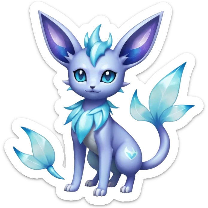 Shiny Cool Sparkly Cute Ethereal Espeon-Glaceon-Vaporeon-Fakemon-hybrid-fusion- full body sticker