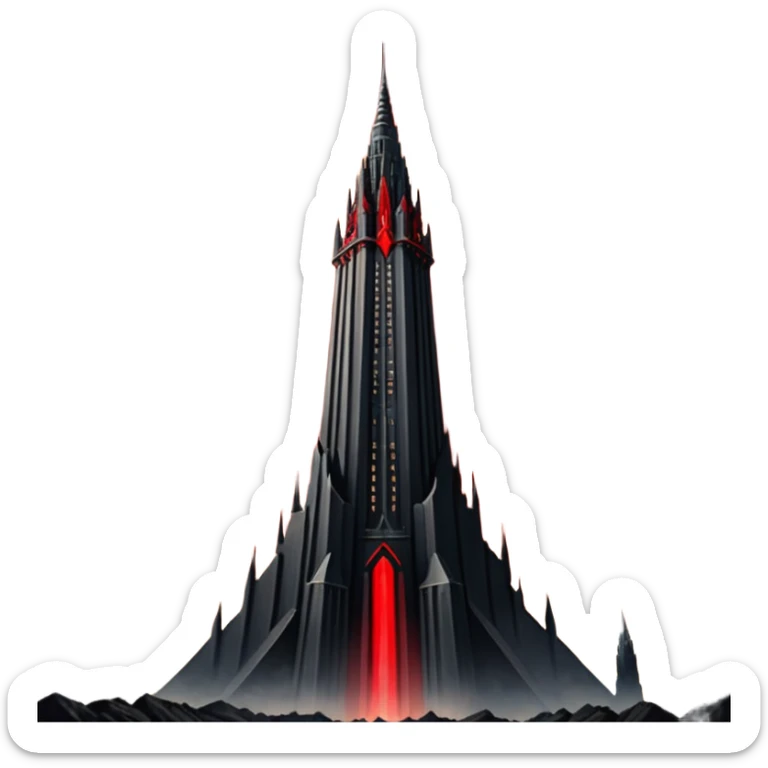 Barad Dúr from Lord of the Rings, Dark, giant Tower, with red beams shooting from the top into the sky sticker