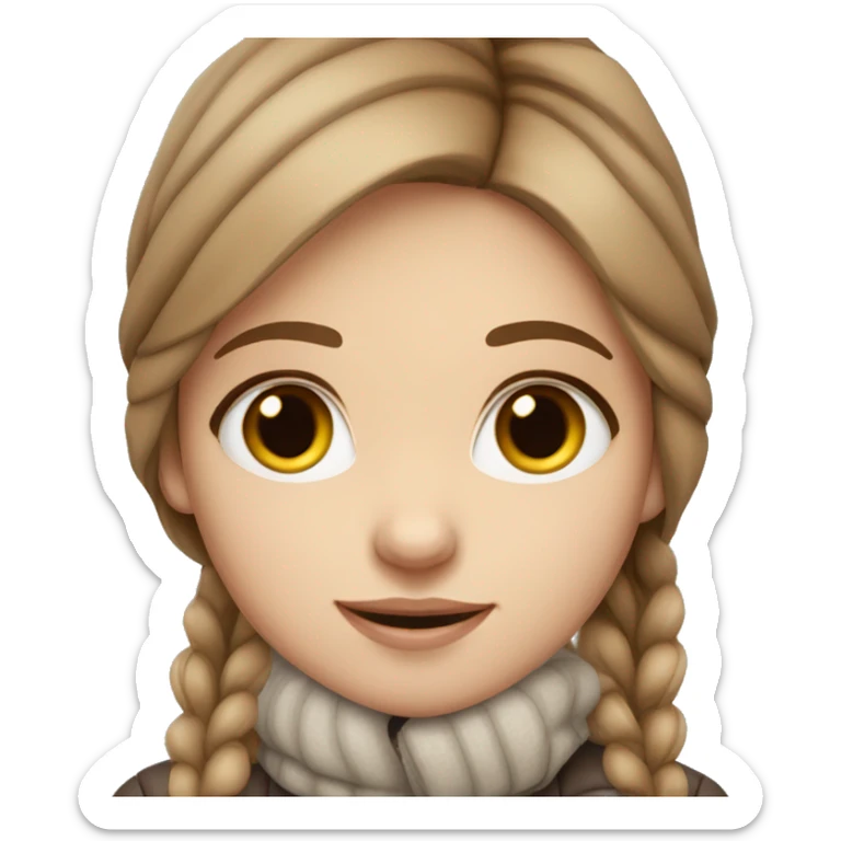 Light brown hair girl with hazel eyes and fair skin in a cute winter outfit sticker
