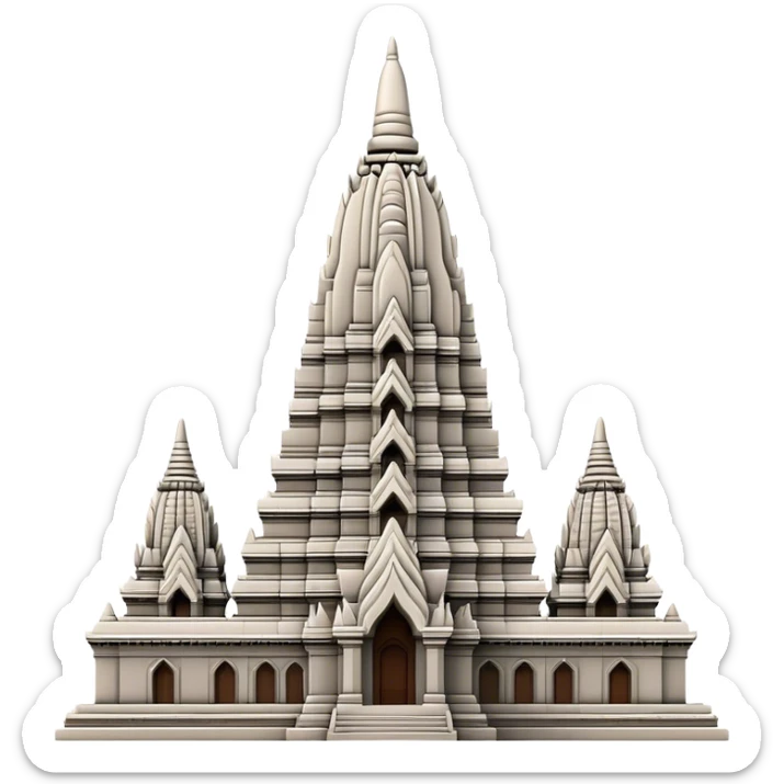 Cinematic Realistic Prambanan Temple Landmark Emoji, depicted as an ornate Hindu temple complex rendered with lifelike detail and dramatic, historical lighting. sticker