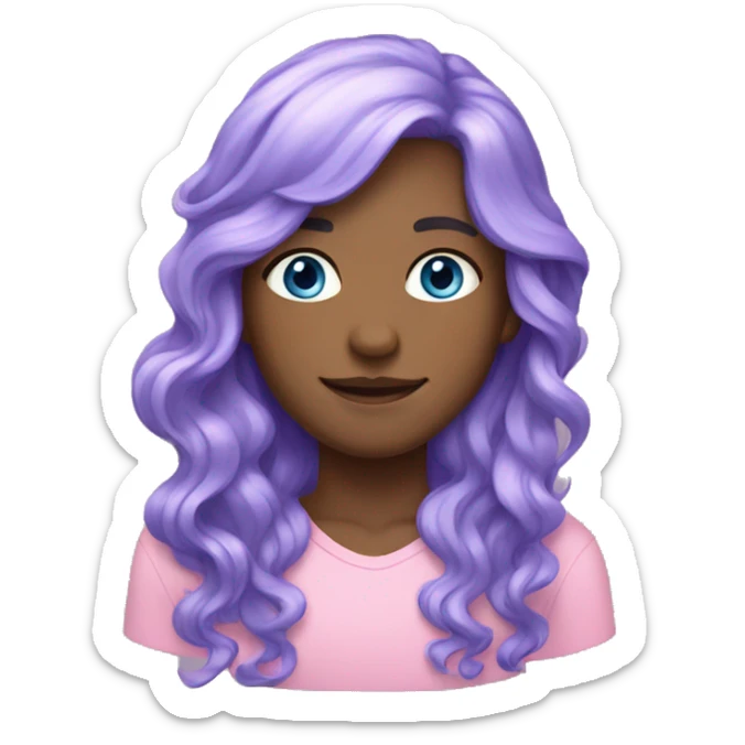 Fair with long wavy hair , blue eyes , pink lavender hair, freckles  sticker