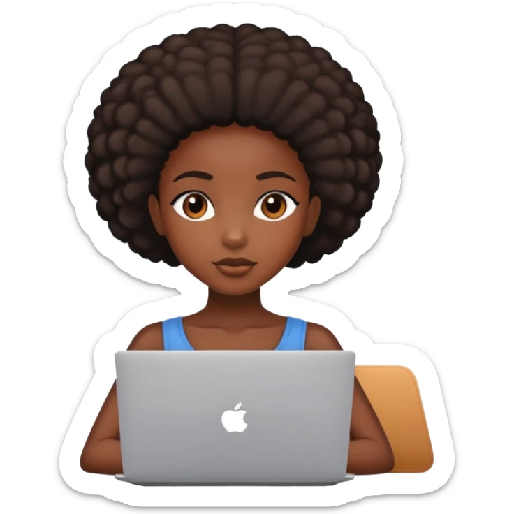 black beautiful african girl in front of the laptop  sticker
