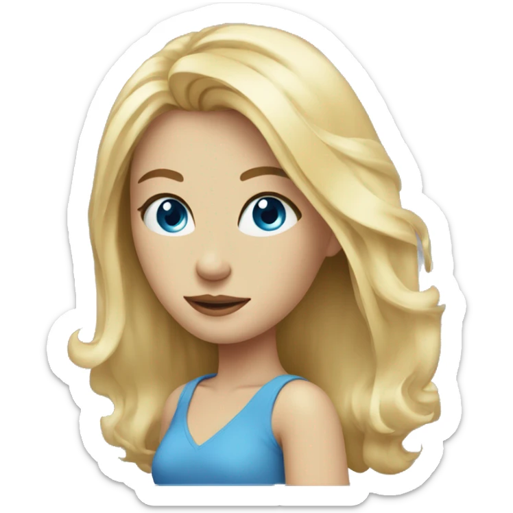 blonde girl portrait Blue eyes shoulder lenght hair  sticker