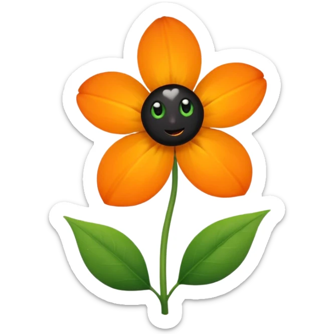 Green stem, white bud with black cartoony face: ;p. And six heart shaped yellowish orange petals sticker