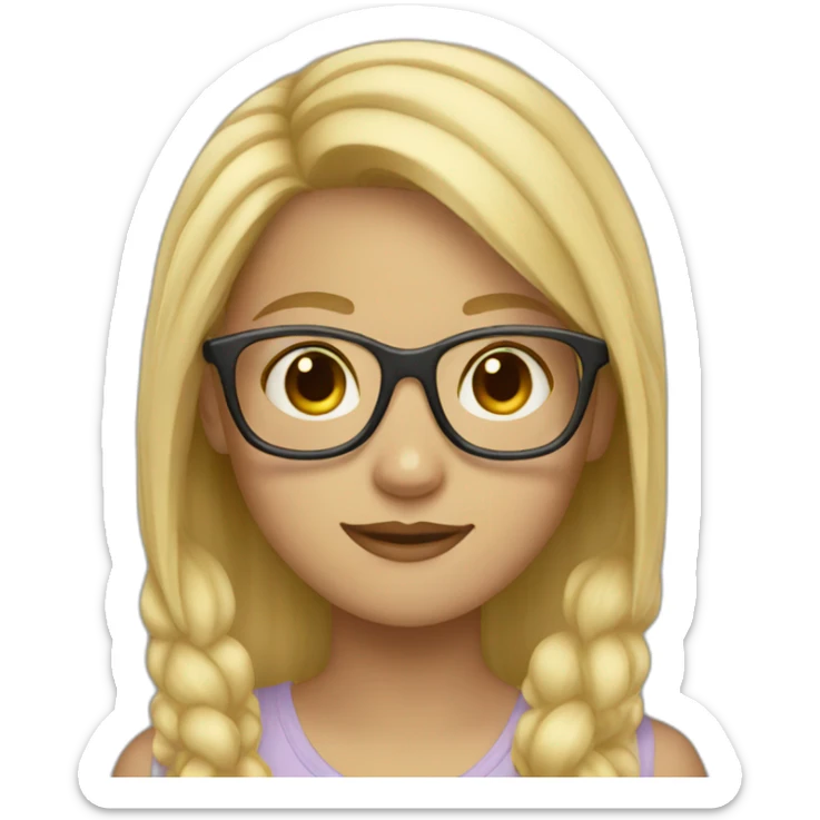 girl with blond hair and glasses sticker