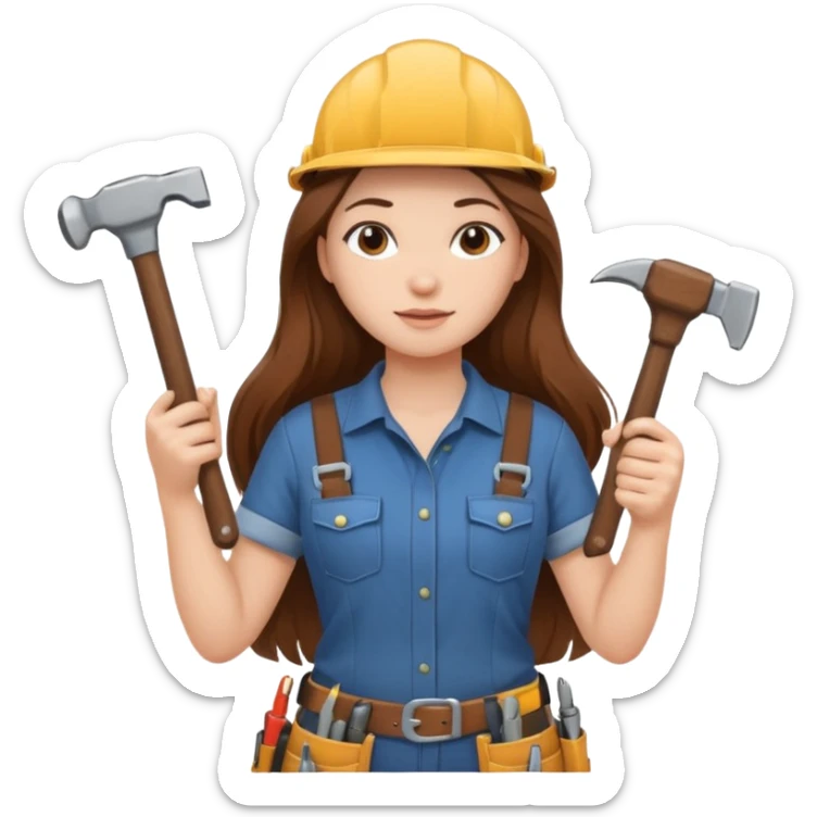 beautiful girl with long brown hair renovating her apartment sticker