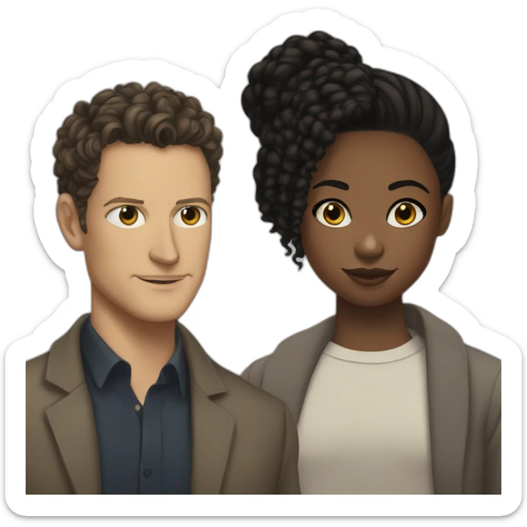 wentworth miller, Simon Baker and a black girl brown eyes and sblack hair in a bun sticker