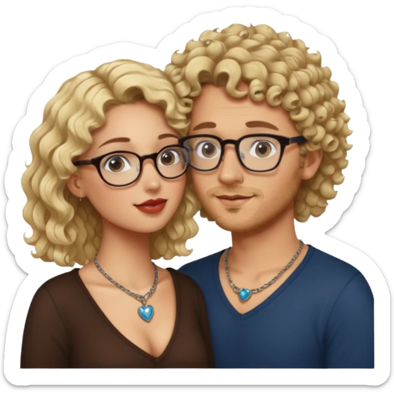 Blonde curly Swedish guy with glasses kissing Turkish girl sticker