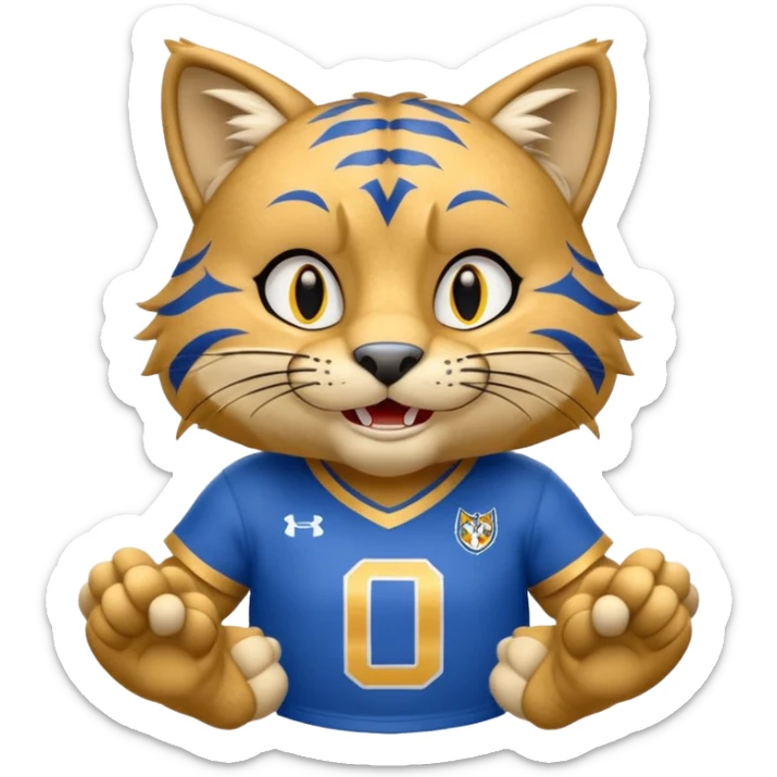 Roary the Wildcat, a friendly wildcat mascot with a big smile, blue and gold colors sticker