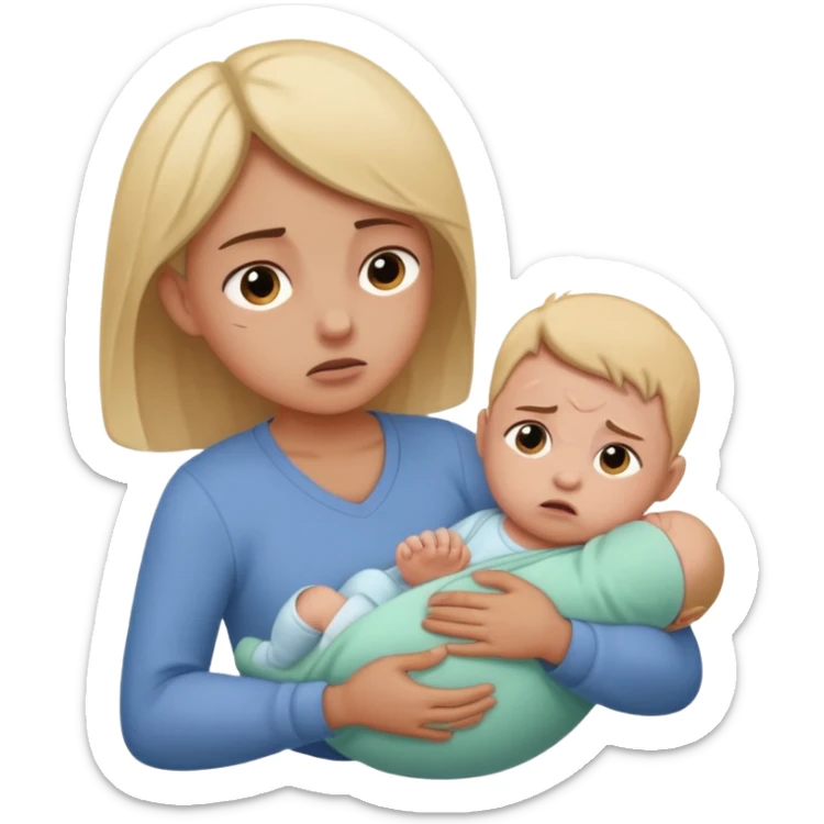 Giving birth emoji mom pushing out baby sticker