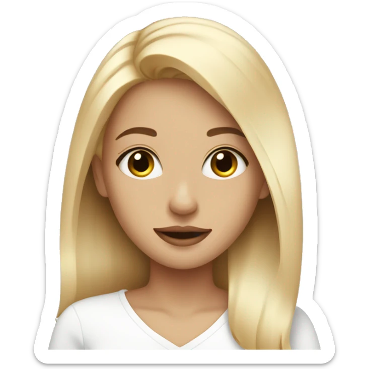 girl with straight blonde hair doing skincare sticker