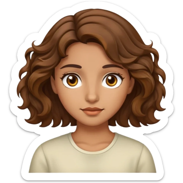 A girl with brown wavy hair and brown eyes and olive skin  sticker