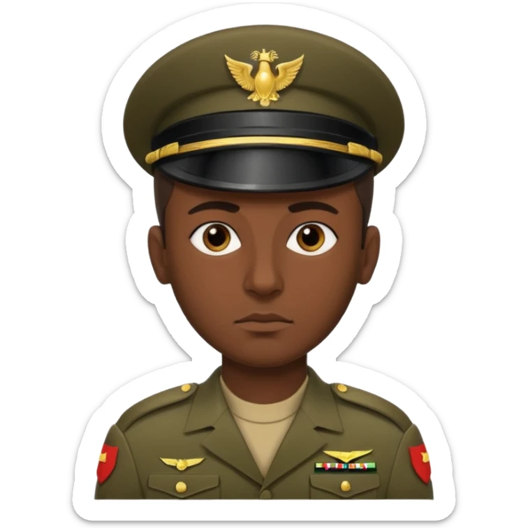 A portrait of an Iraqi soldier, shown from head to chest sticker