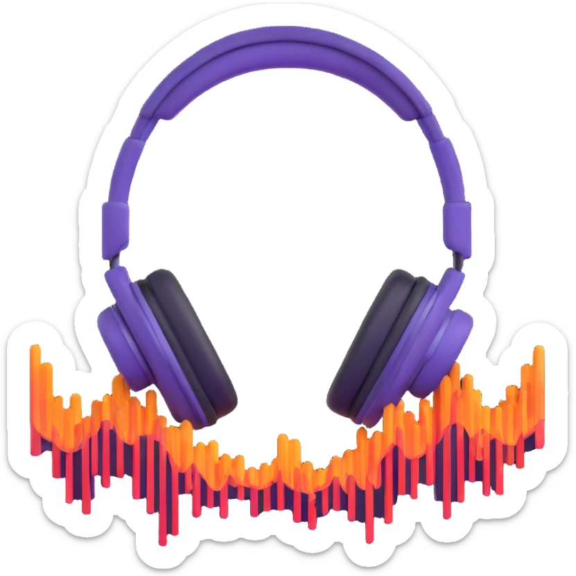 a living being made of sound waves listening to music with headphones sticker