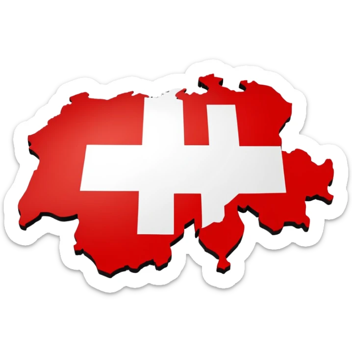 Outline / silhouette of the Swiss map with the Swiss flag design within this outline sticker