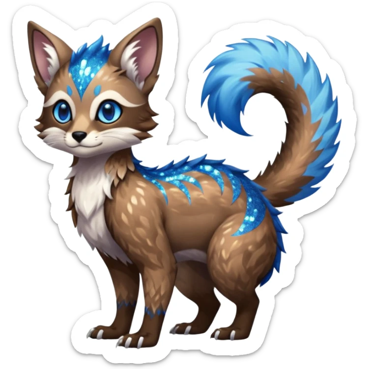 Feral Rare Fantasy cool handsome badass  sparkly shiny Vernid-Trico-species by LiLaiRa, random markings, tufted tail, tufted ears, full body sticker