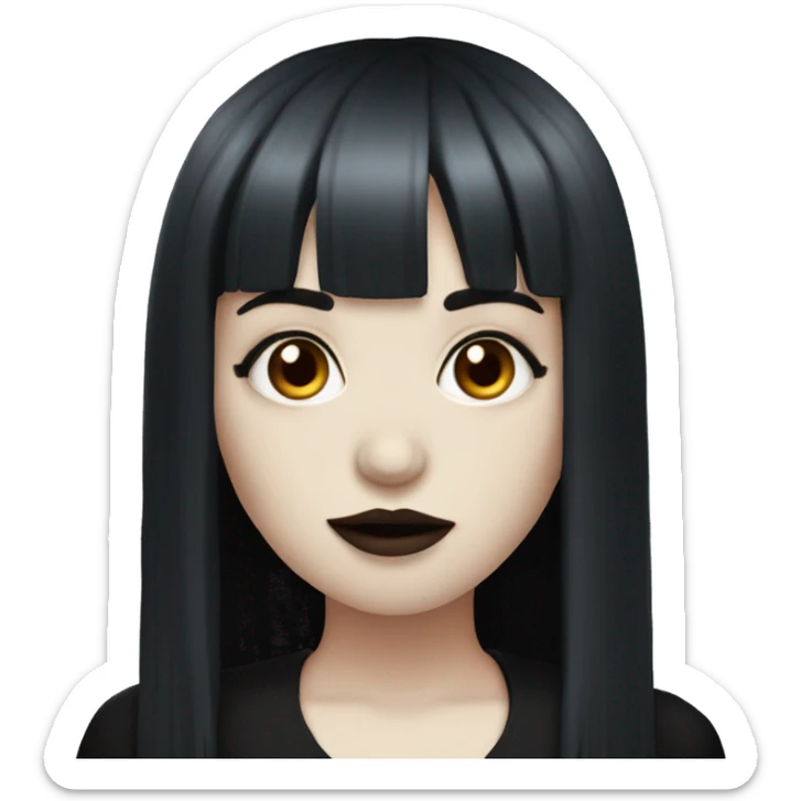 goth girl that has white skin and Long Dark red hair and fringe bangs sticker