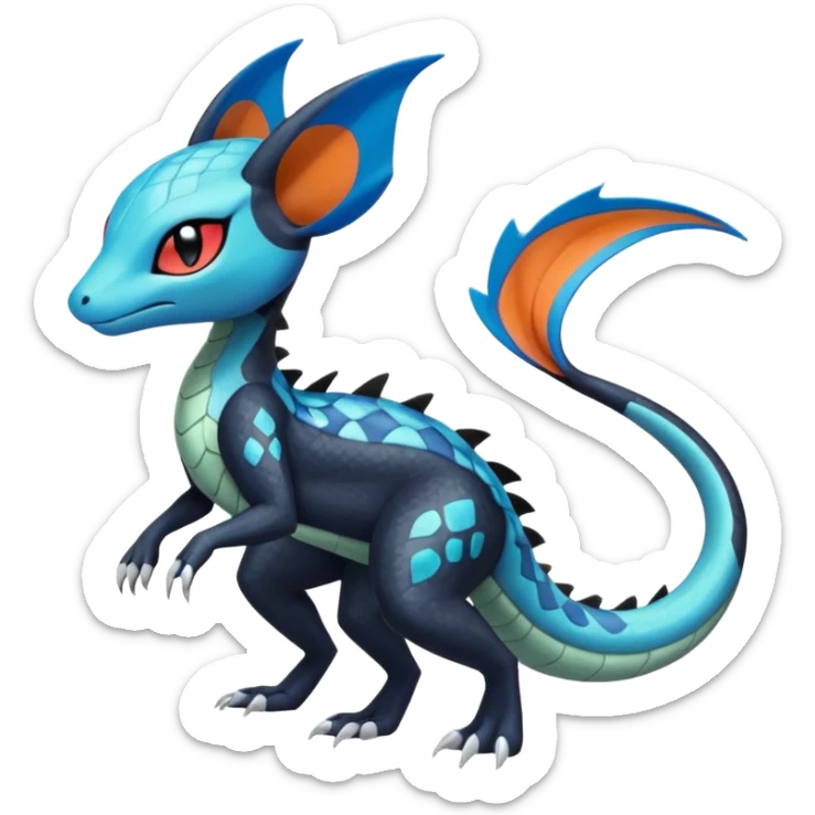 Meloetta-Dewott-Salandit-Nargacuga-Pokémon-Fakémon-fusion-hybrid-creature sticker