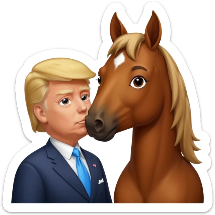 Donald trump kissing a horse named bubba ( the name bubba on its collar) sticker
