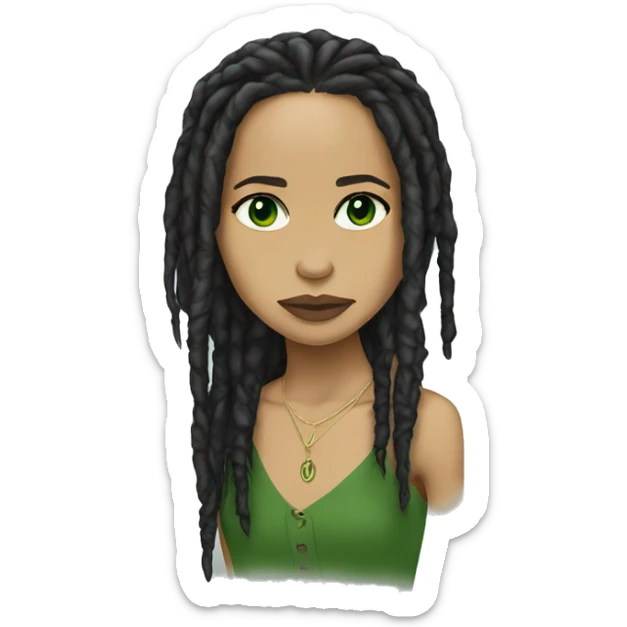 Zoë Kravitz, portrait, dreadlocks, green eyes sticker