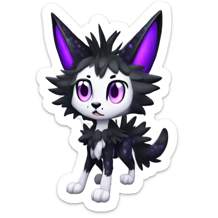 Epic Edgy Black White Purple Sergal-shiny sparkle starry Serval-Fionbri full body sticker