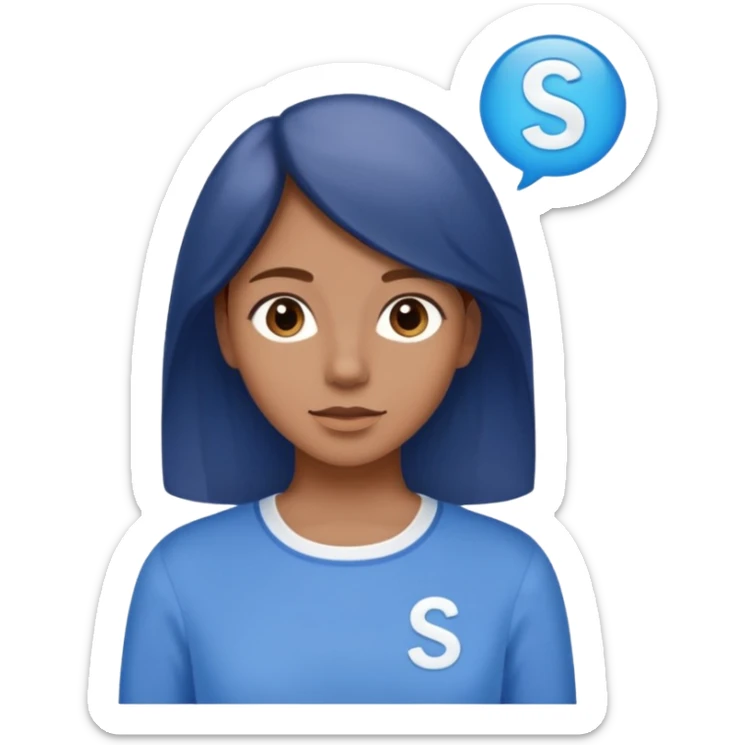 Chico de pelo cafe con blusa de mangas largas azules y la parte en medio de la blusa es blanca con una s azul en medio sticker